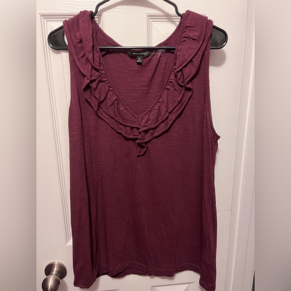 Banana Republic Maroon Ruffle Tank Top
